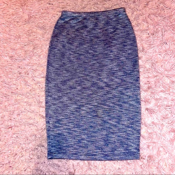 Women’s Bodycon Stretch Sweater Skirt blue white S - Picture 2 of 4